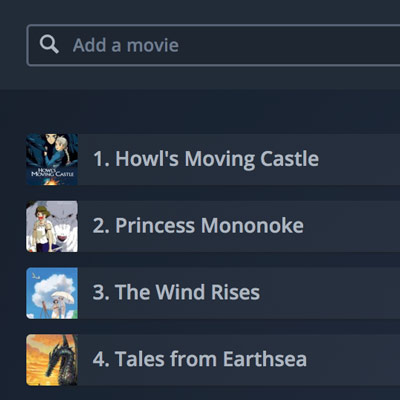 Movieo movie list builder